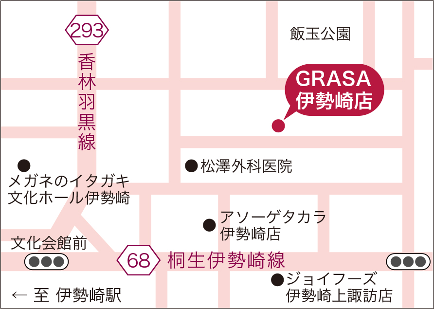 グラサヴォーグ伊勢崎店 地図